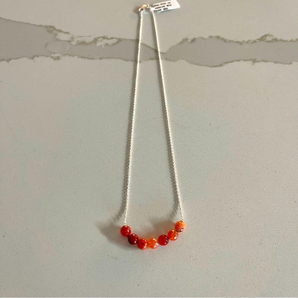 One of a kind faceted Carnelian beads in center of 17”necklace - Picture 1 of 10